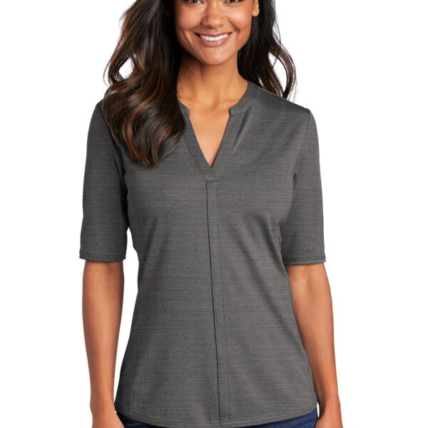 Ladies Stretch Heather Open Neck Top Thumbnail